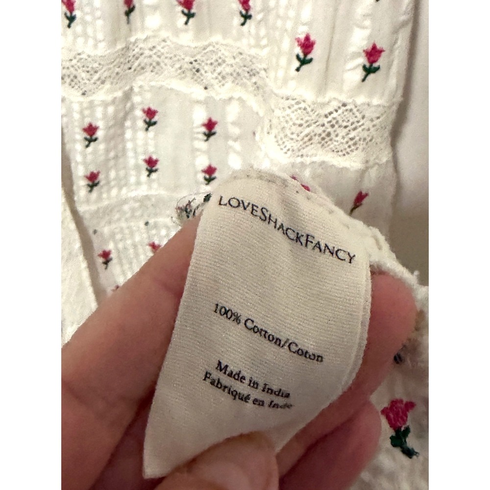 LoveShackFancy Fabiana White Floral Embroidered Lace Cotton Maxi Dress Size 4 - Picture 9 of 10